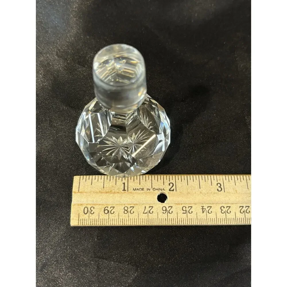 Vintage Cut Glass Decanter Stopper Starburst Faceted Round Replacement 3